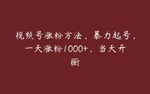 视频号涨粉方法，暴力起号，一天涨粉1000+，当天开橱-51自学联盟