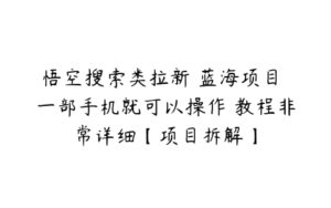 悟空搜索类拉新 蓝海项目 一部手机就可以操作 教程非常详细【项目拆解】-51自学联盟