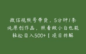 微信视频号带货，5分钟1条纯原创作品，照着做小白也能轻松日入500+【项目拆解】-51自学联盟