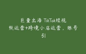 巨量出海・TikTok短视频运营+跨境小店运营，账号引-51自学联盟