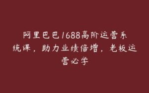 阿里巴巴1688高阶运营系统课，助力业绩倍增，老板运营必学-51自学联盟