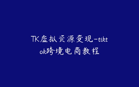 TK虚拟资源变现-tiktok跨境电商教程百度网盘下载