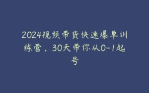 2024视频带货快速爆单训练营，30天带你从0-1起号-51自学联盟