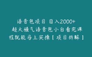 语音包项目 日入2000+ 超火骚气语音包小白看完课程就能马上实操【项目拆解】-51自学联盟