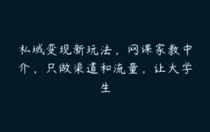 私域变现新玩法，网课家教中介，只做渠道和流量，让大学生-51自学联盟