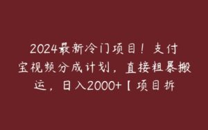 2024最新冷门项目！支付宝视频分成计划，直接粗暴搬运，日入2000+【项目拆解】-51自学联盟