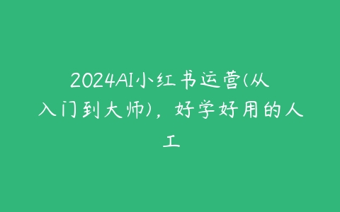 2024AI小红书运营(从入门到大师)，好学好用的人工百度网盘下载