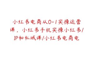 小红书电商从0-1实操运营课，小红书手机实操小红书/IP和私域课/小红书电商电脑实操板块等-51自学联盟