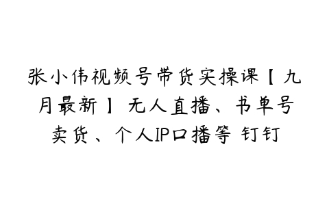 图片[1]-张小伟视频号带货实操课【九月最新】 无人直播、书单号卖货、个人IP口播等 钉钉直播课+资料素材-本文