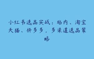 小红书选品实战：站内、淘宝天猫、拼多多，多渠道选品策略-51自学联盟