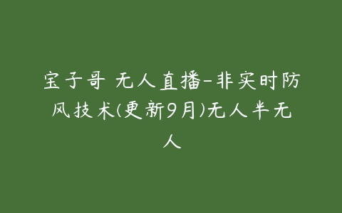 宝子哥・无人直播-非实时防风技术(更新9月)无人半无人百度网盘下载