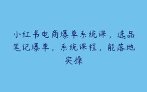 小红书电商爆单系统课，选品笔记爆单，系统课程，能落地实操-51自学联盟