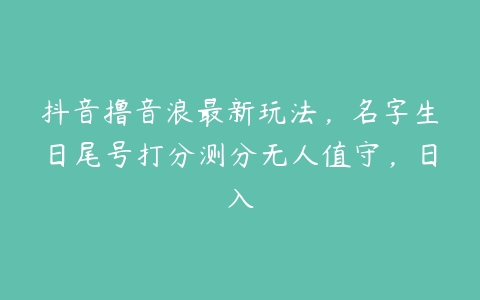 抖音撸音浪最新玩法，名字生日尾号打分测分无人值守，日入百度网盘下载