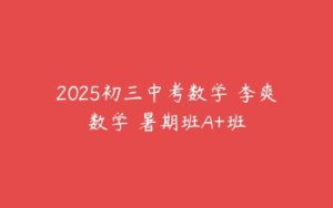 2025初三中考数学 李爽数学 暑期班A+班-51自学联盟