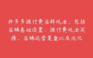 拼多多强付费店群玩法，包括店铺基础设置、强付费玩法实操、店铺运营复盘以及优化-51自学联盟