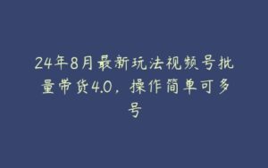 24年8月最新玩法视频号批量带货4.0，操作简单可多号-51自学联盟