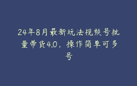 图片[1]-24年8月最新玩法视频号批量带货4.0，操作简单可多号-本文