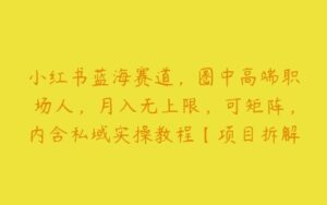 小红书蓝海赛道，圈中高端职场人，月入无上限，可矩阵，内含私域实操教程【项目拆解】-51自学联盟