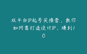 双平台IP起号实操营，教你如何靠打造设计IP，赚到10-51自学联盟