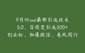 9月份soul最新引流技术5.0，日稳定引流300+创业粉，加爆微信，卷死同行【项目拆解】-51自学联盟