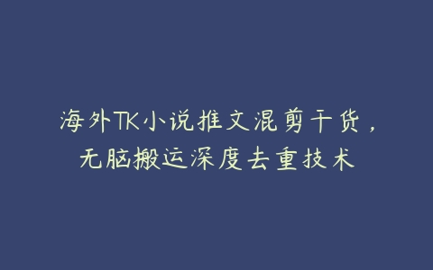 海外TK小说推文混剪干货，无脑搬运深度去重技术百度网盘下载