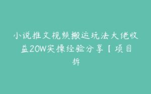 小说推文视频搬运玩法大佬收益20W实操经验分享【项目拆-51自学联盟