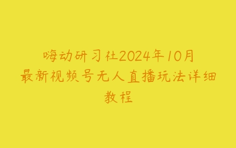 嗨动研习社2024年10月最新视频号无人直播玩法详细教程-51自学联盟