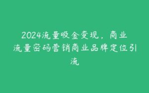 2024流量吸金变现，商业流量密码营销商业品牌定位引流-51自学联盟