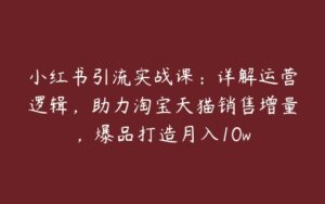 小红书引流实战课：详解运营逻辑，助力淘宝天猫销售增量，爆品打造月入10w-51自学联盟