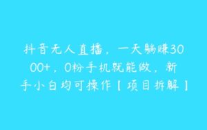 抖音无人直播，一天躺赚3000+，0粉手机就能做，新手小白均可操作【项目拆解】-51自学联盟