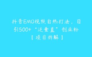 抖音EMO视频自热打法，日引500+“泛垂直”创业粉【项目拆解】-51自学联盟