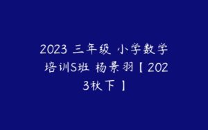 2023 三年级 小学数学 培训S班 杨景羽【2023秋下】-51自学联盟