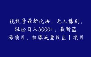 视频号最新玩法，无人播剧，轻松日入3000+，最新蓝海项目，拉爆流量收益【项目拆解】-51自学联盟