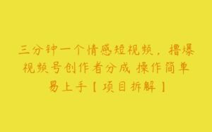 三分钟一个情感短视频，撸爆视频号创作者分成 操作简单易上手【项目拆解】-51自学联盟