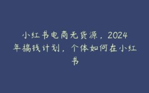 小红书电商无货源，2024年搞钱计划，个体如何在小红书-51自学联盟