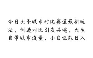 今日头条城市对比赛道最新玩法，制造对比引发共鸣，天生自带城市流量，小白也能日入500+【项目拆解】-51自学联盟