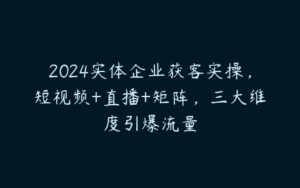 2024实体企业获客实操，短视频+直播+矩阵，三大维度引爆流量-51自学联盟