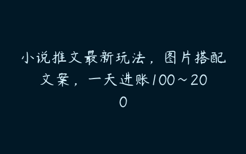 小说推文最新玩法，图片搭配文案，一天进账100～200百度网盘下载