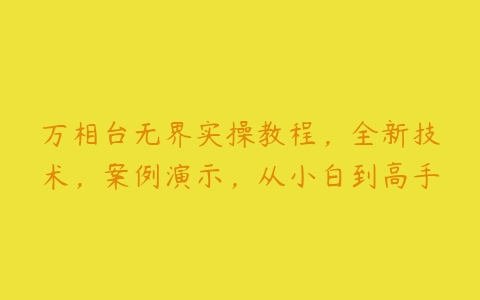 万相台无界实操教程，全新技术，案例演示，从小白到高手百度网盘下载