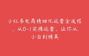 小红书电商精细化运营全流程，从0-1实操运营，让你从小白到精英-51自学联盟