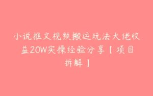 小说推文视频搬运玩法大佬收益20W实操经验分享【项目拆解】-51自学联盟