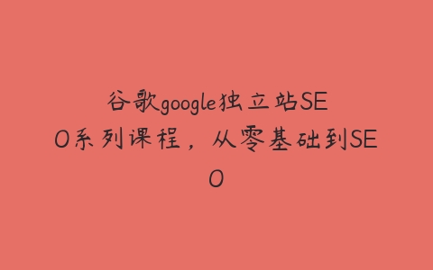 图片[1]-谷歌google独立站SEO系列课程，从零基础到SEO-本文