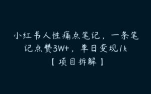 小红书人性痛点笔记，一条笔记点赞3W+，单日变现1k【项目拆解】-51自学联盟