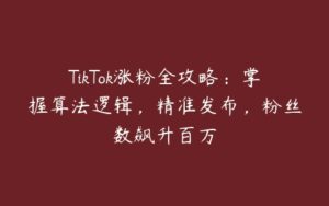 TikTok涨粉全攻略：掌握算法逻辑，精准发布，粉丝数飙升百万-51自学联盟