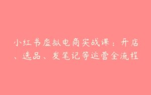 小红书虚拟电商实战课：开店、选品、发笔记等运营全流程-51自学联盟