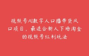 视频号AI数字人口播带货风口项目，最适合新人下场淘金的视频号红利玩法-51自学联盟