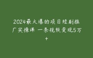 2024最火爆的项目短剧推广实操课 一条视频变现5万+-51自学联盟