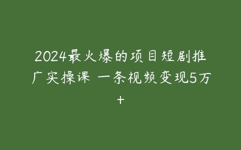 图片[1]-2024最火爆的项目短剧推广实操课 一条视频变现5万+-本文