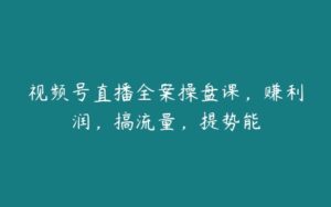 视频号直播全案操盘课，赚利润，搞流量，提势能-51自学联盟