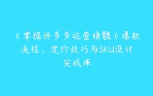 《掌握拼多多运营精髓》爆款流程、定价技巧与SKU设计实战课-51自学联盟